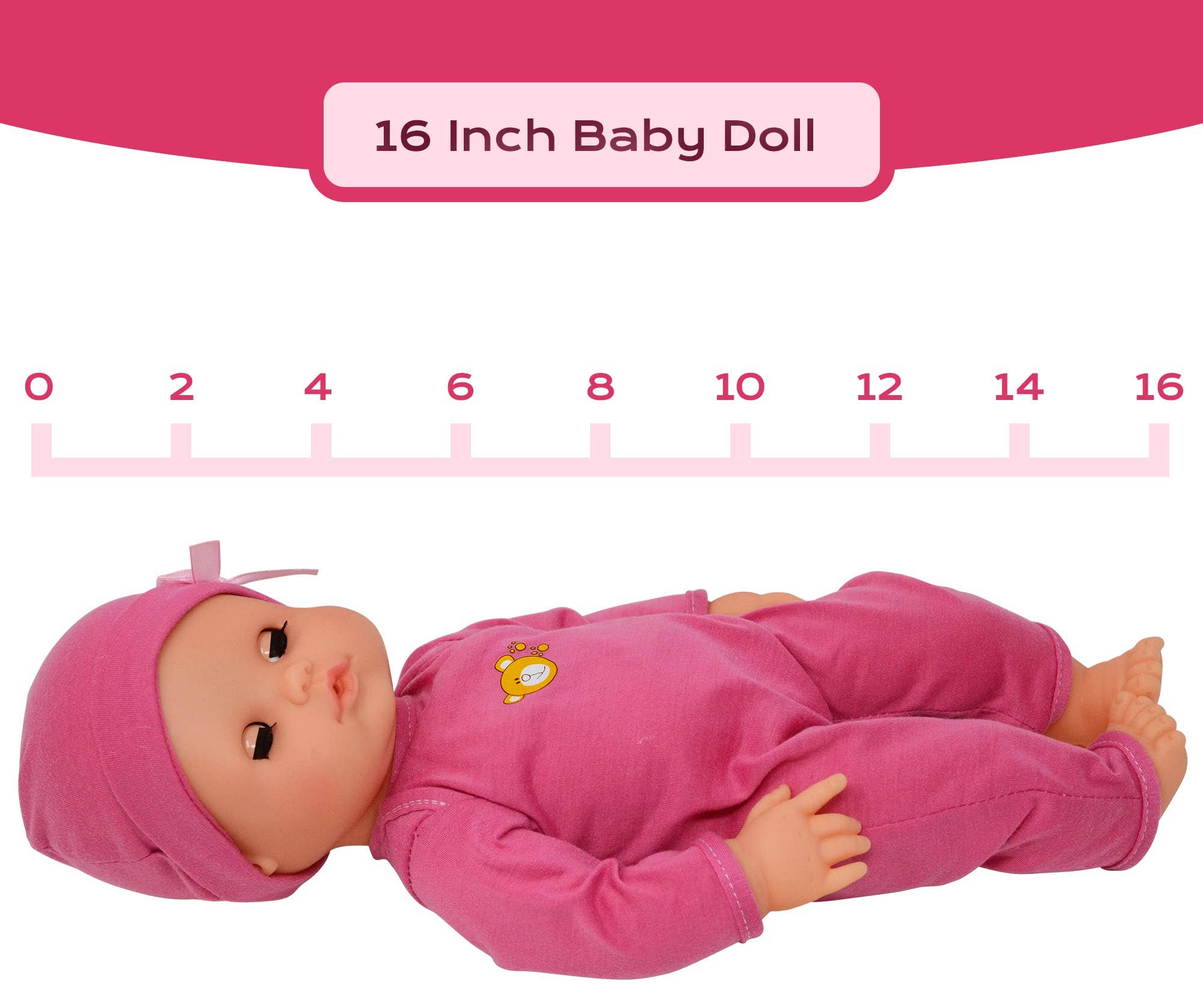 Interactive 16” Baby Doll Toy Doctor Kit Set for Kids – Pink