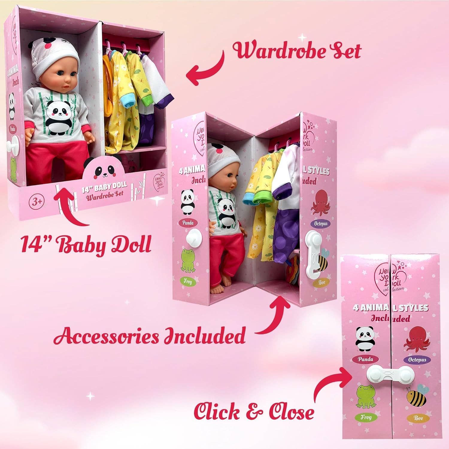 14 Inch Baby Doll Play Set Wardrobe Closet