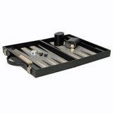 Backgammon Set Black Leatherette 15"