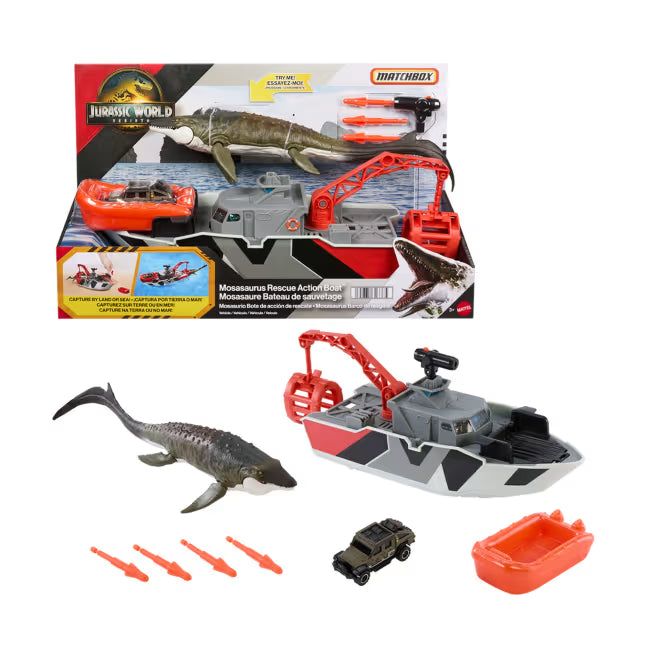 Jurassic World Mosasaurus Rescue Boat And Dino