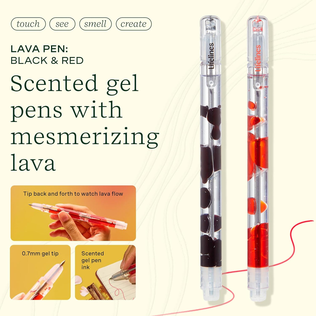 Lifelines Scented Lava Gel Pen Set Black/Red