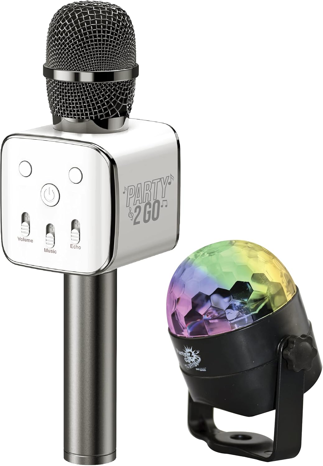 Party2Go Bluetooth Karaoke Microphone and Disco Ball Set - Black