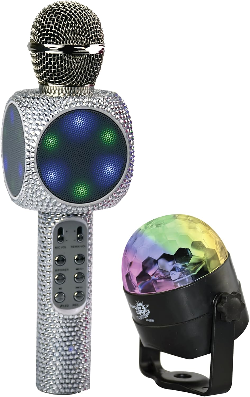 Party 2 Go Karaoke Microphone & Disco Ball Set - Silver Bling