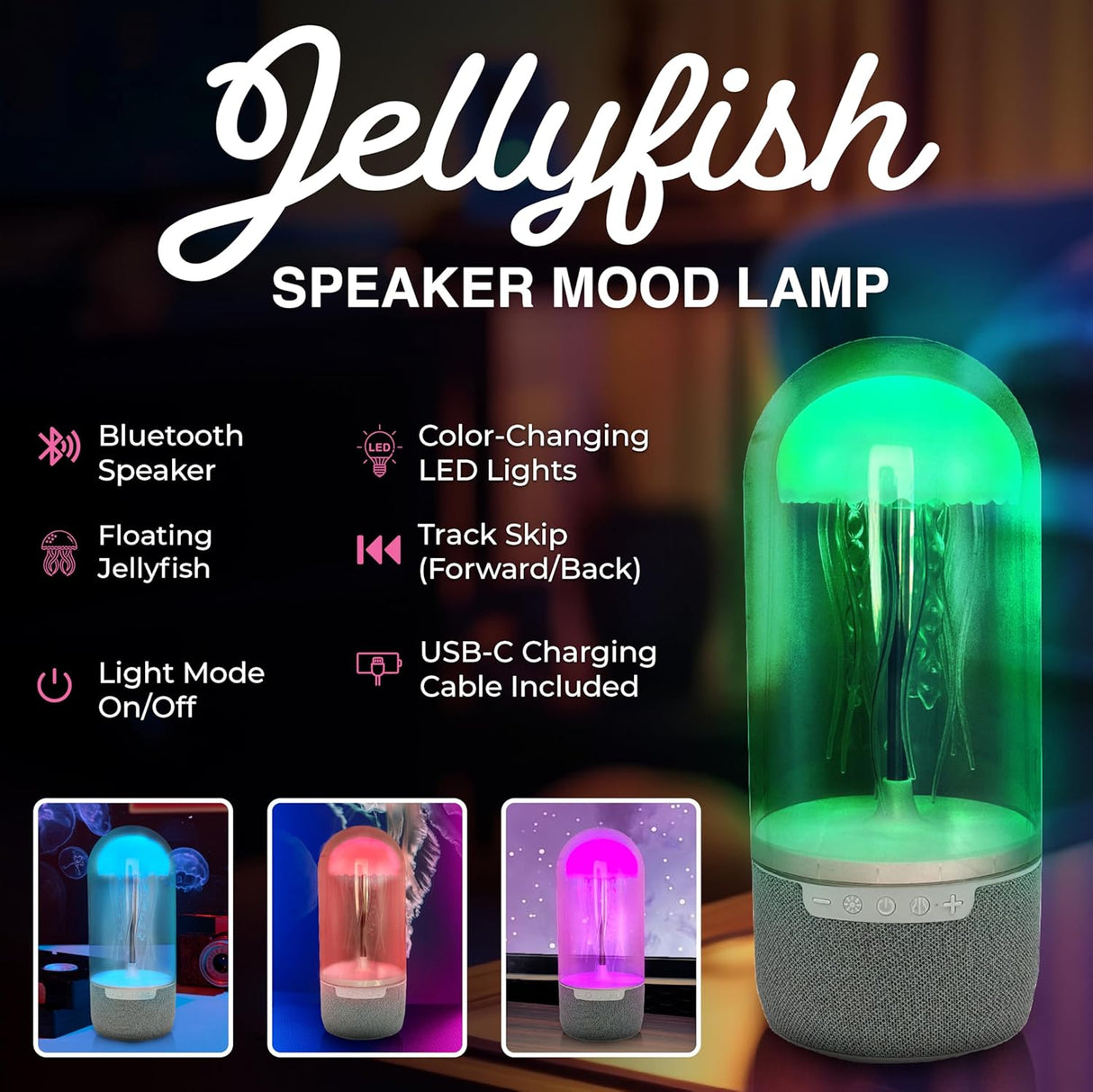 Jellyfish Mood Lamp with Bluetooth Speaker