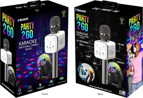 Party2Go Bluetooth Karaoke Microphone and Disco Ball Set - Black