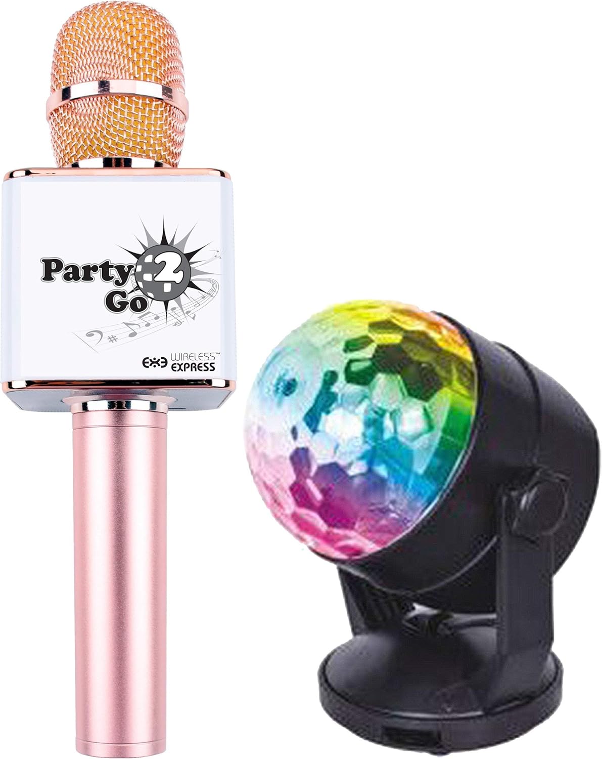 Party2Go Bluetooth Karaoke Microphone and Disco Ball Set - Pink