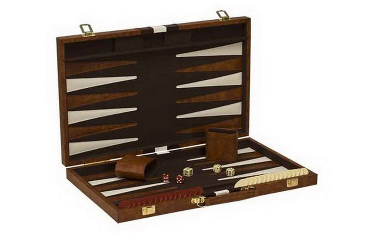 Backgammon - 18" Vinyl Case Brown & White Stripe