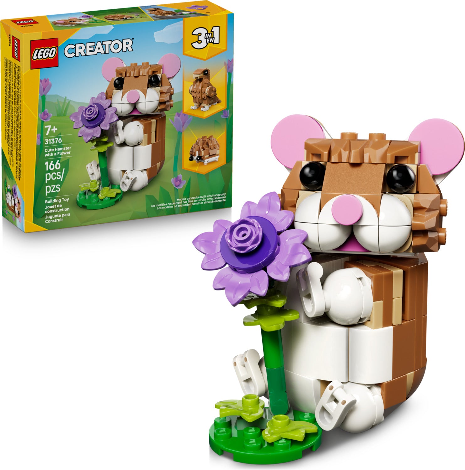 3-in-1 Cute Hamster with a Flower