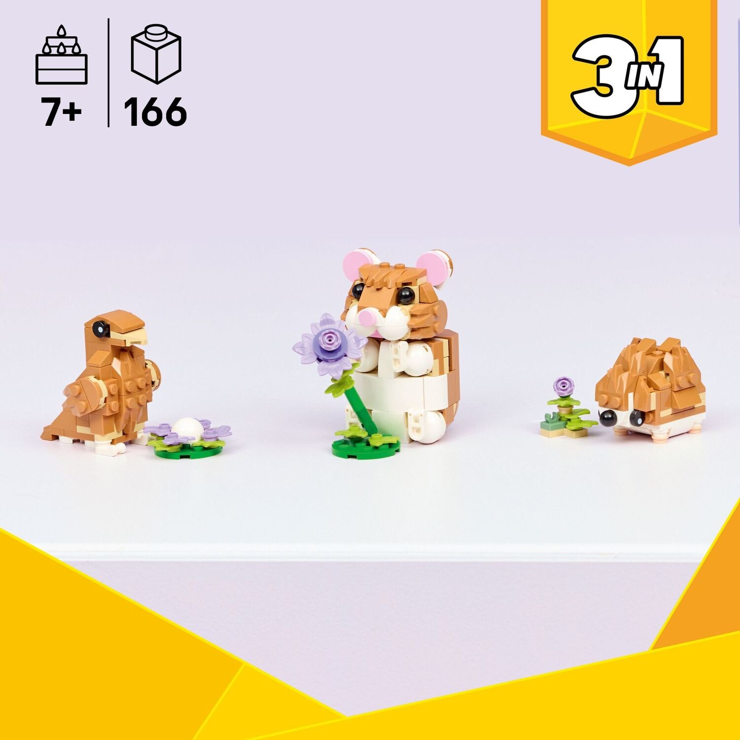 3-in-1 Cute Hamster with a Flower