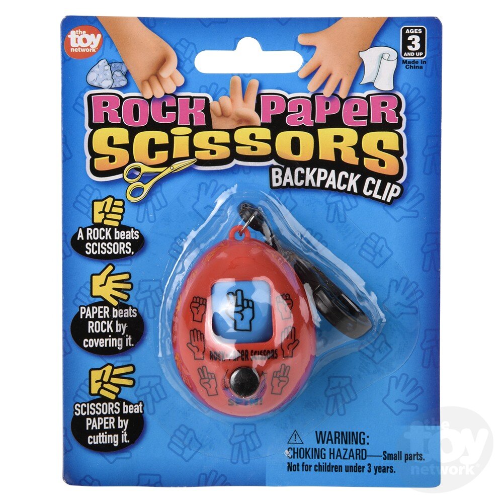 Rock, Paper, Scissors Backpack Clip