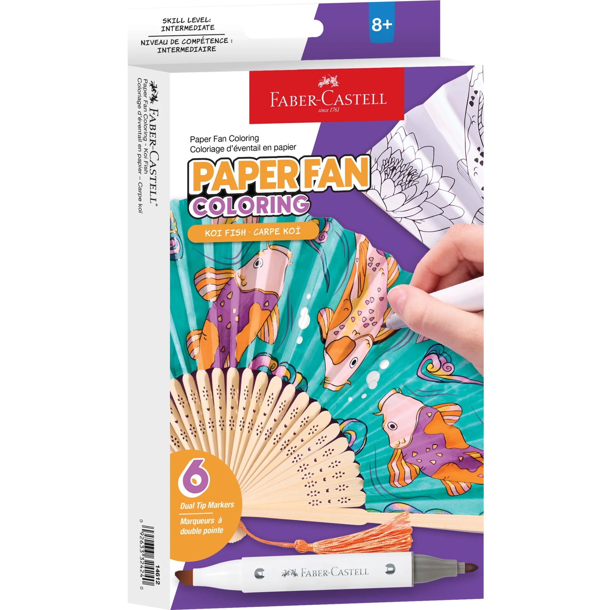 Faber-Castell paper fan coloring set with markers on packaging
