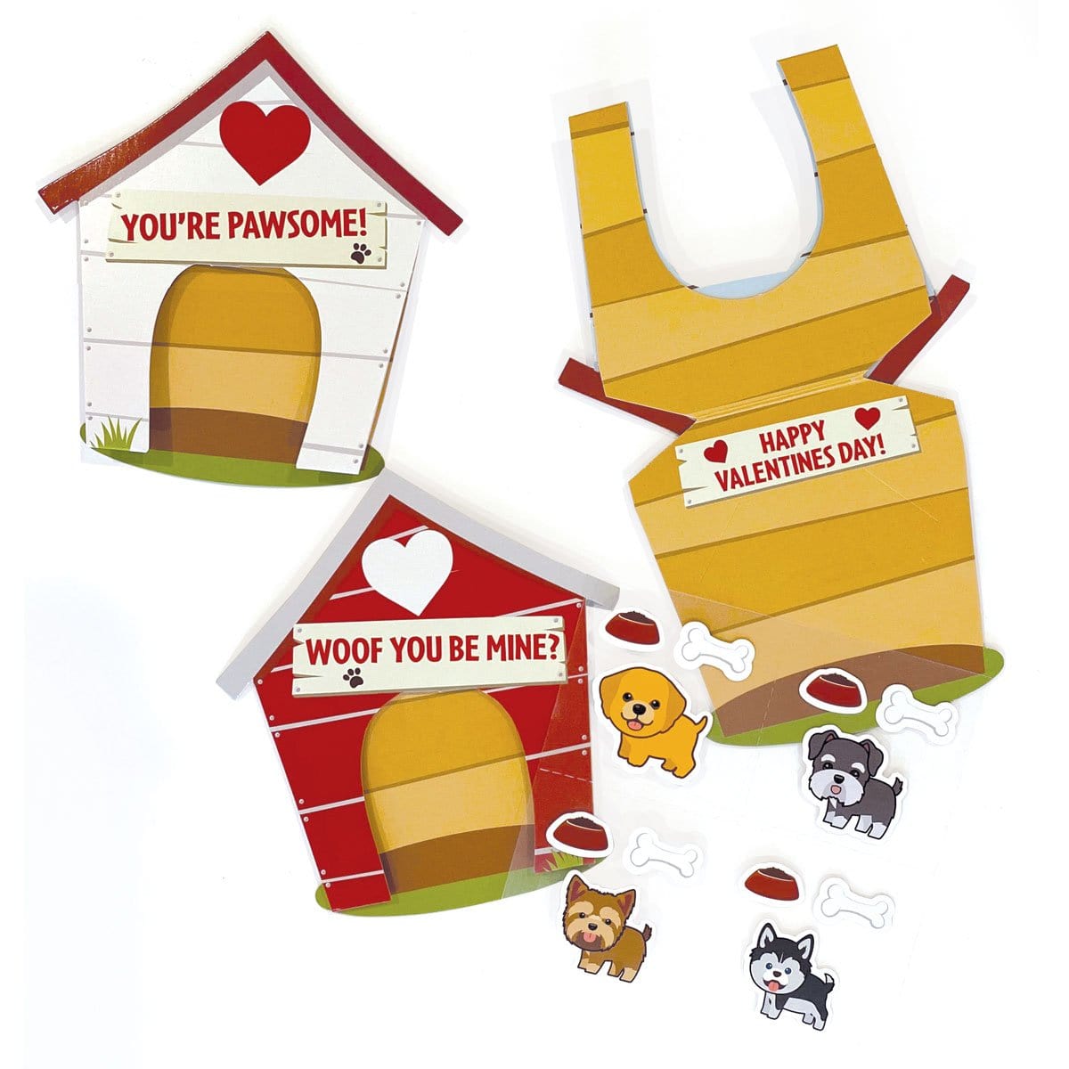 Dog House Valentine Cards Set