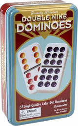 Double Nine Color Dot Dominoes in Tin