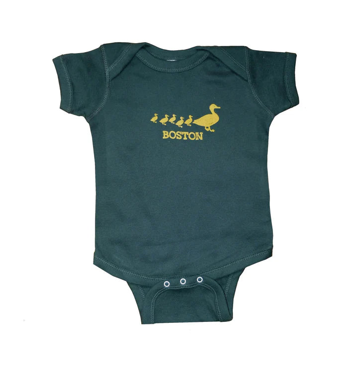 Boston Ducklings Onesie - Forest Green short sleeve