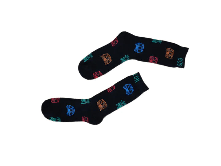 Train Pattern Socks Black