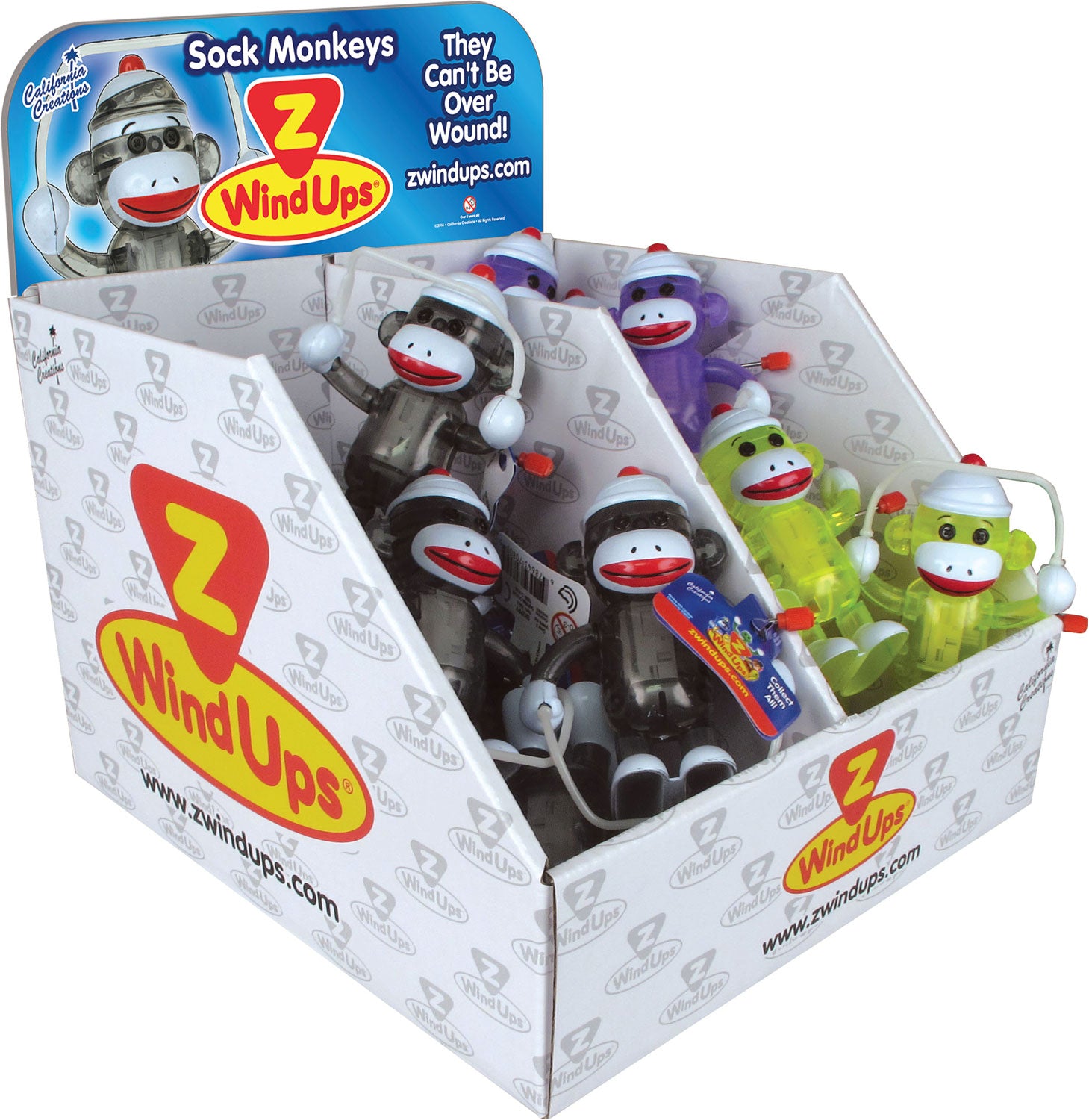 Sock Monkey Assortment 24 Pc W/ 2 Bin Corrugate Pdq