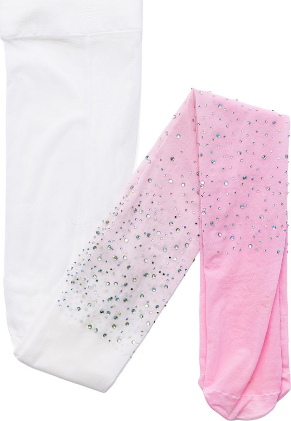 Rhinestone Tights Ombre Pink/White