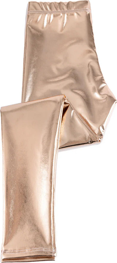 Love Life Metallic Leggings (Size 3-4) (Gold Metallic)