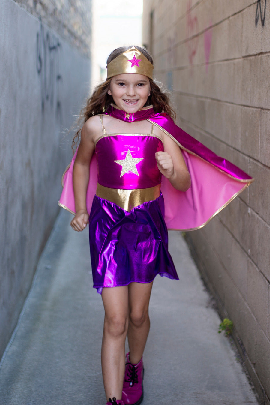 Superhero Star Dress, Cape & Headpiece