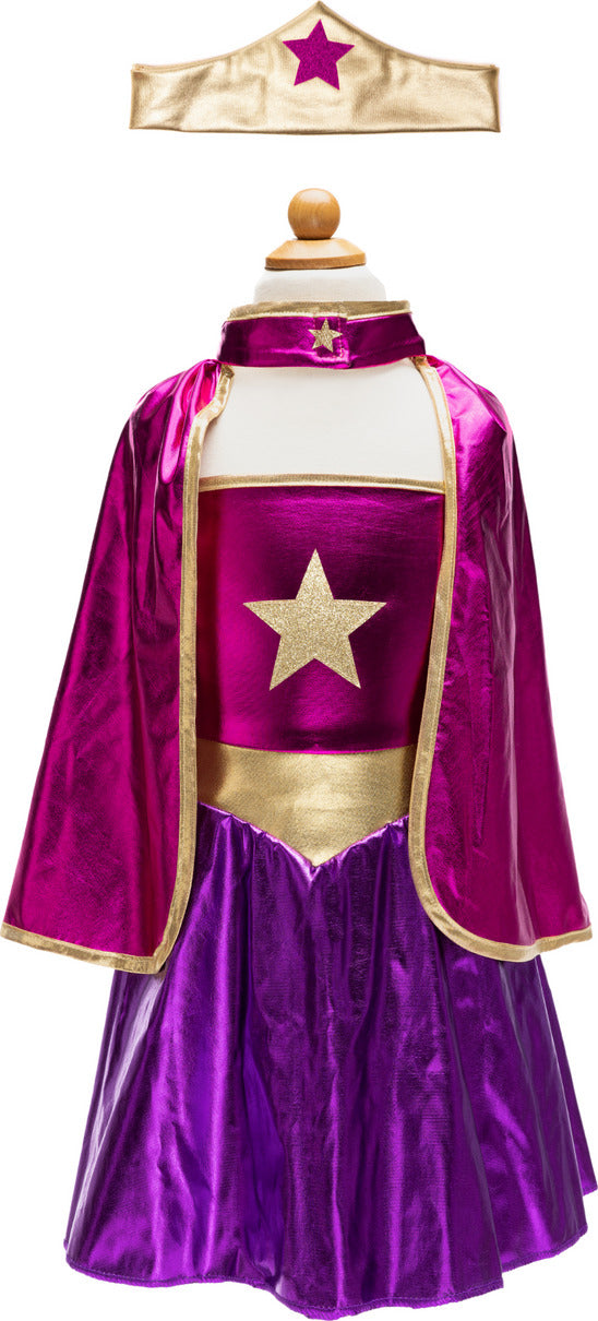 Superhero Star Dress, Cape & Headpiece