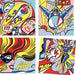 Superheroes Inspired by Lichtenstein Coloring and Rub-On Transfer Kit