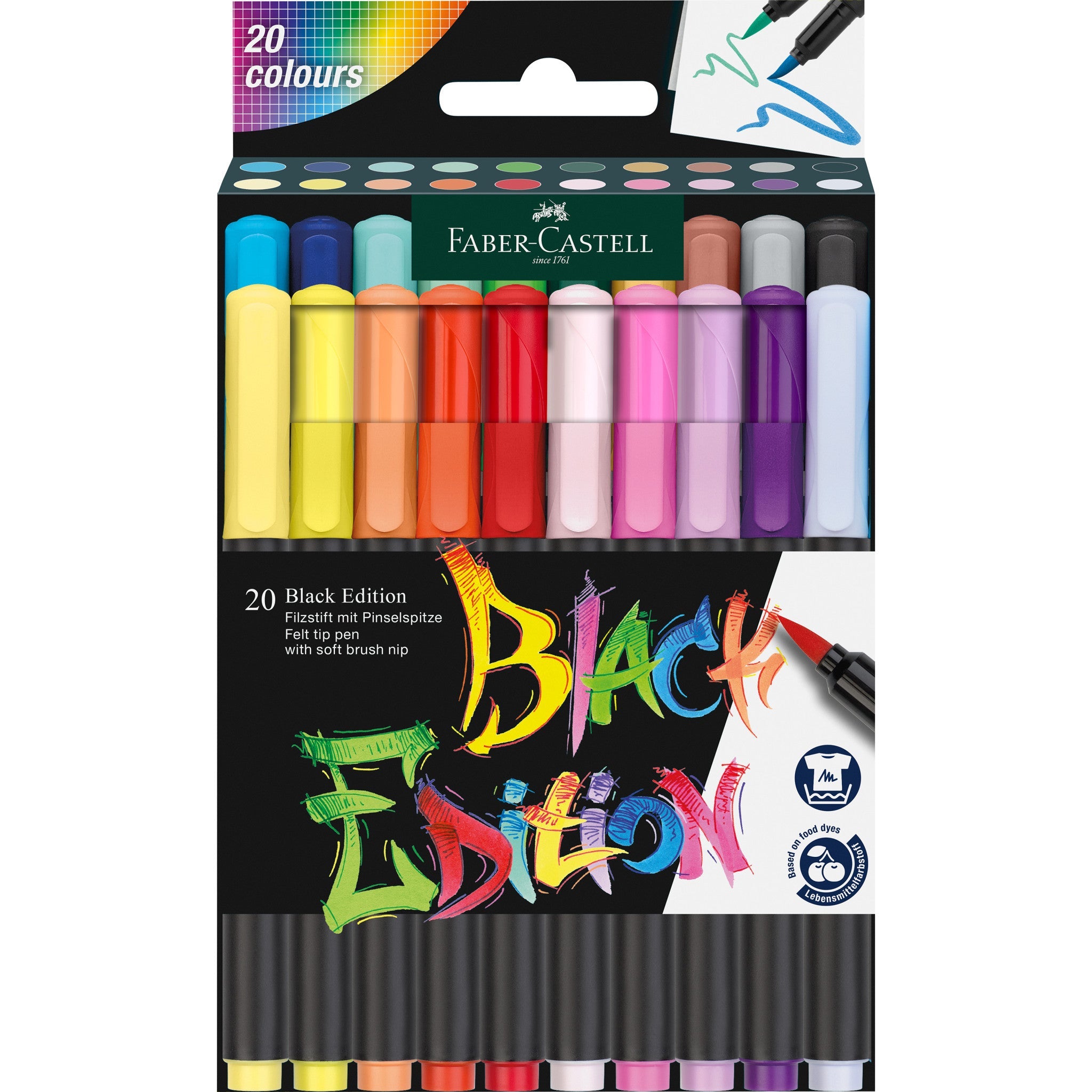 Black Edition Super Soft Brush Pens 20ct