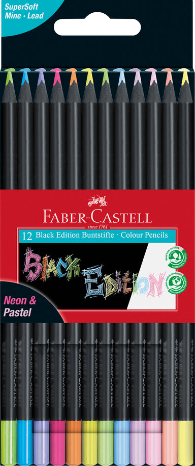 12ct Black Edition Colored Pencils Neon + Pastel