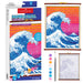 Faber-Castell paper scroll painting set with 'The Great Wave' design and paint supplies.