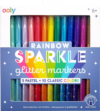 Rainbow Sparkle Glitter Markers - Set of 15