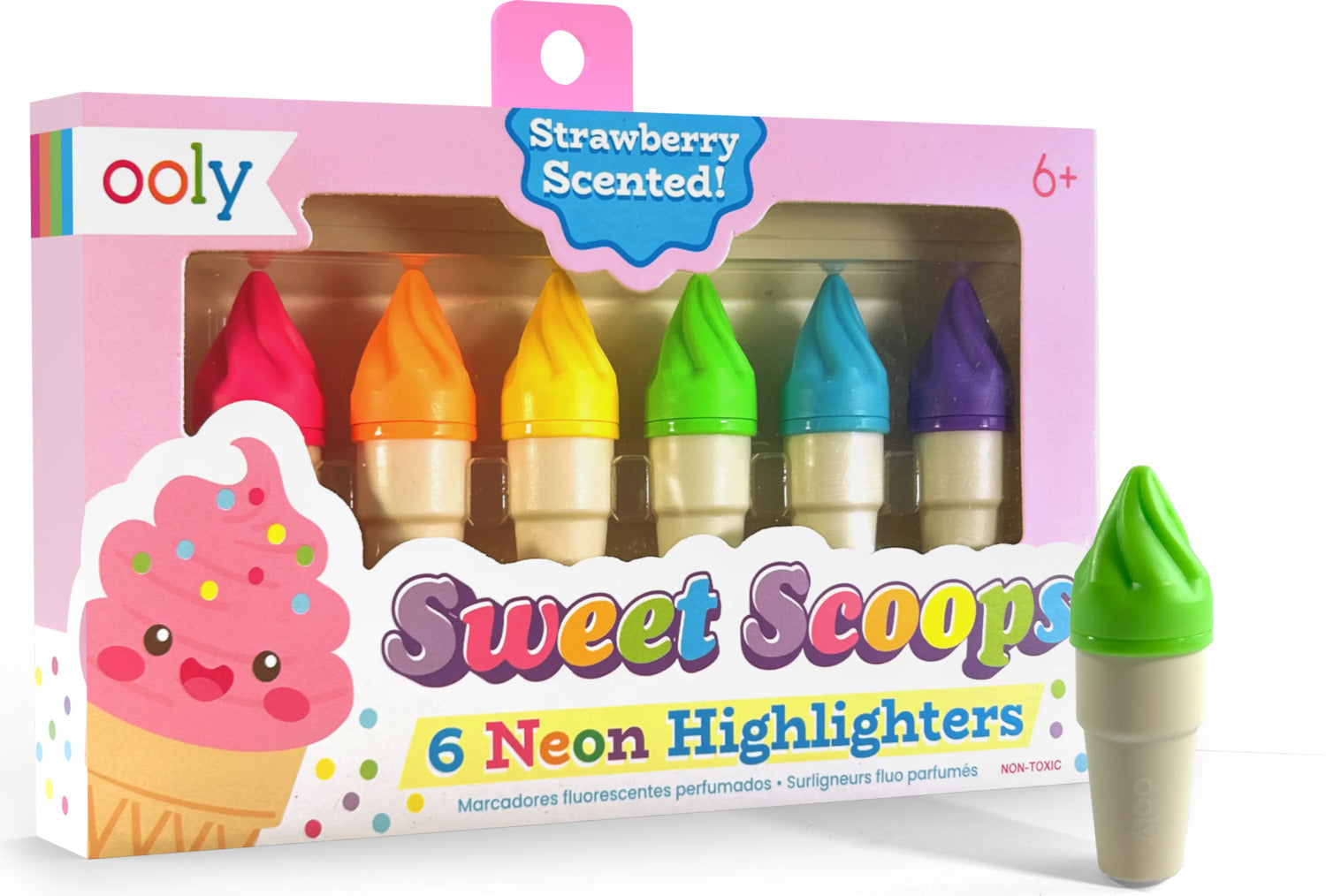 Sweet Scoops Scented Neon Highlighters - Set of 6