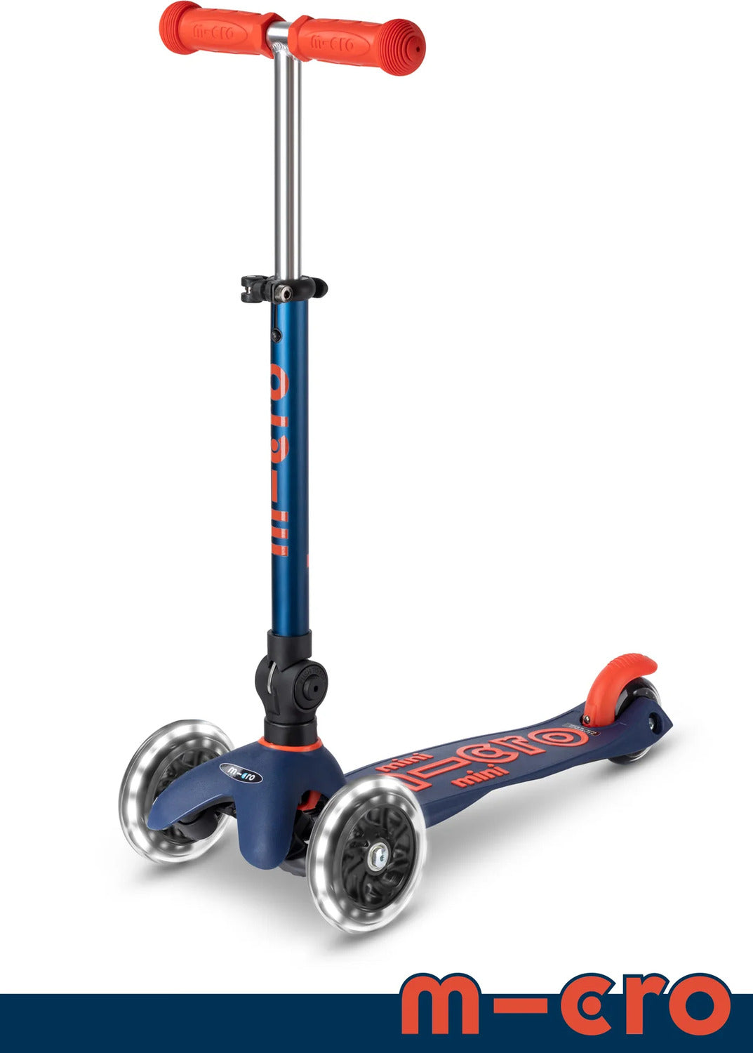 Micro Mini Foldable LED Scooter (Navy Blue/Orange)