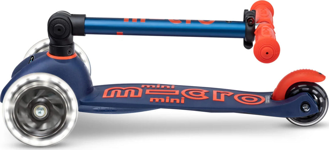 Micro Mini Foldable LED Scooter (Navy Blue/Orange)