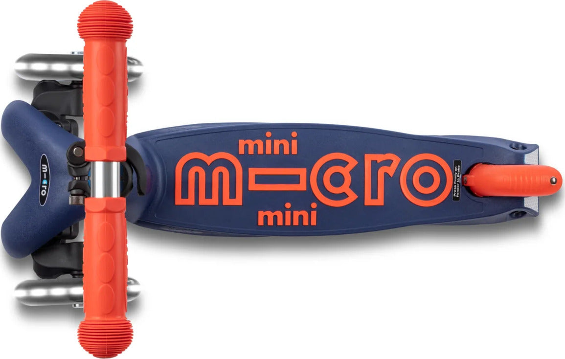 Micro Mini Foldable LED Scooter (Navy Blue/Orange)