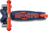 Micro Mini Foldable LED Scooter (Navy Blue/Orange)