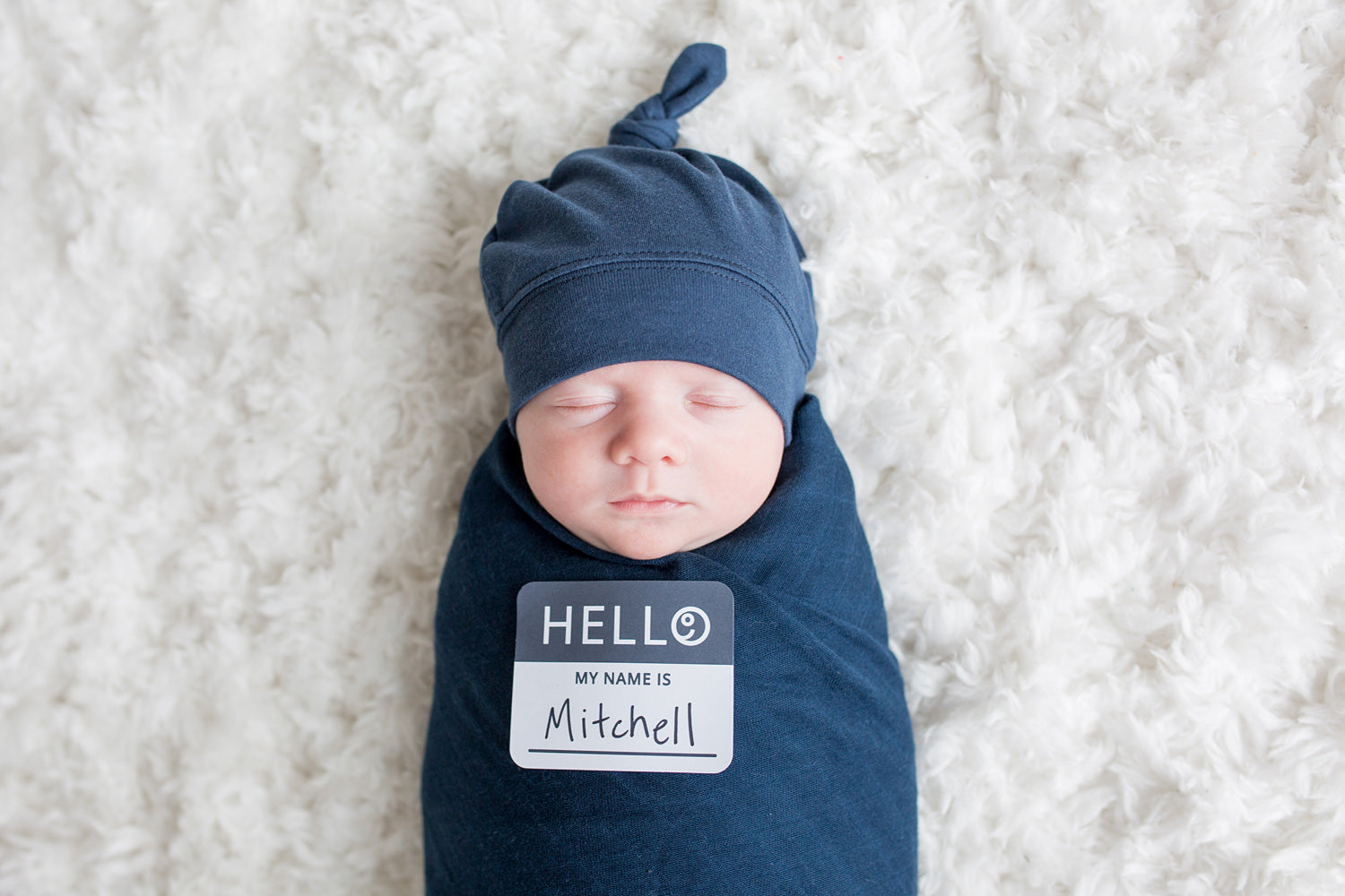 Lulujo Hello World Hat & Swaddle Set - Navy