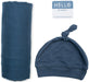 Lulujo Hello World Hat & Swaddle Set - Navy