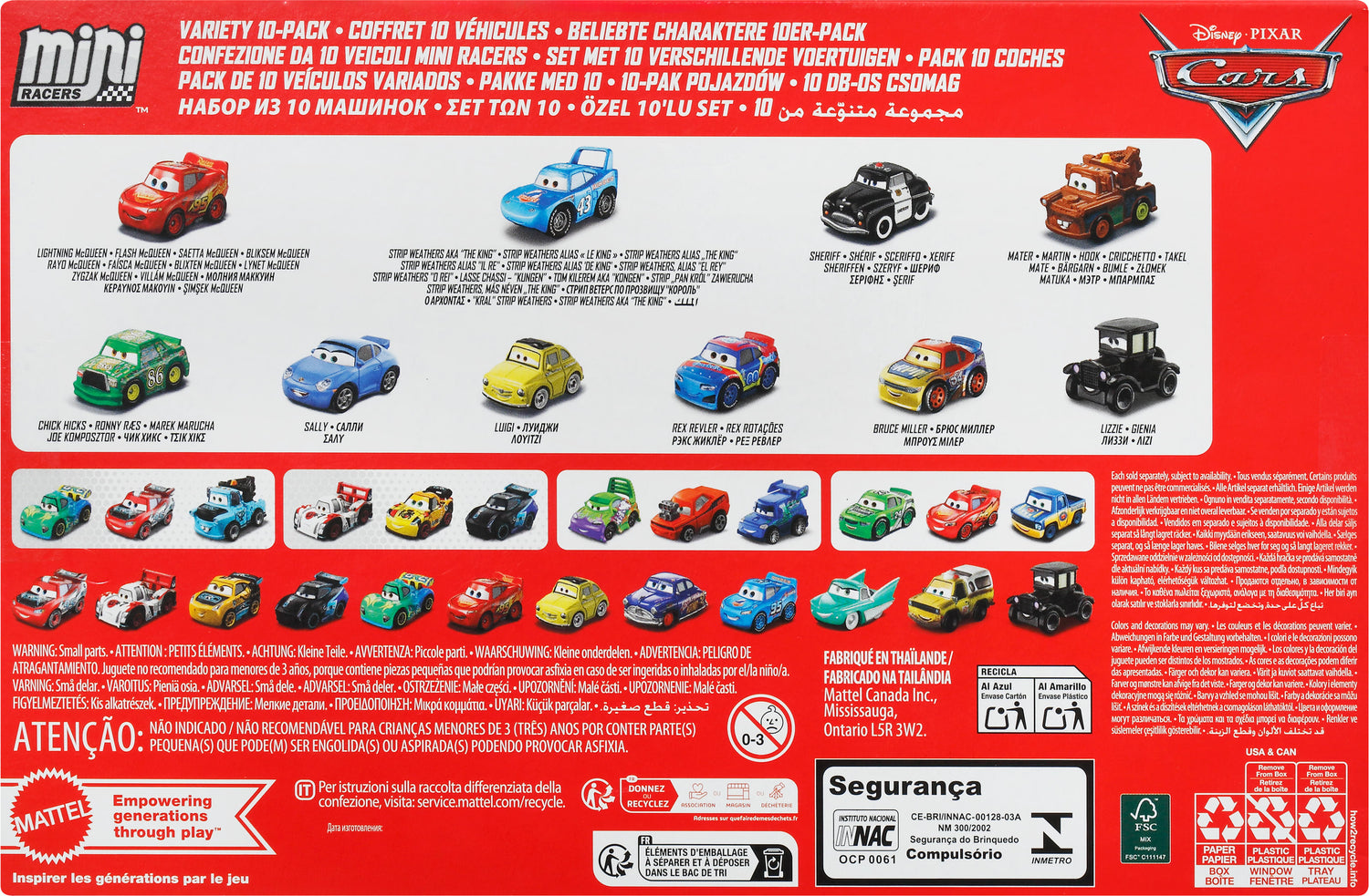 Disney Pixar Cars Disney and Pixar Cars Mini Racers 10-Pack, Set of 10 Toy Vehicles from the Movie (Styles May Vary)