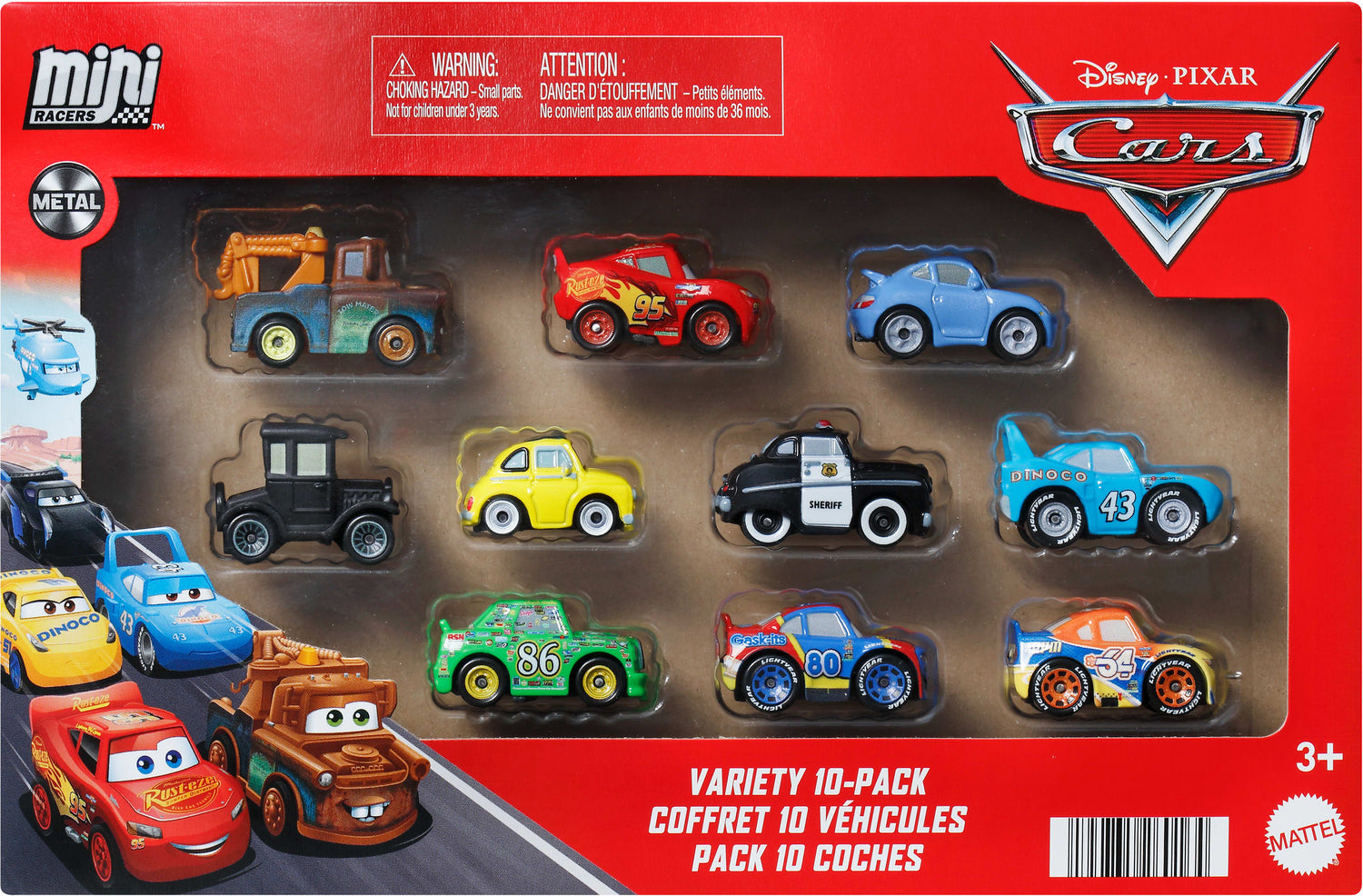 Disney Pixar Cars Disney and Pixar Cars Mini Racers 10-Pack, Set of 10 Toy Vehicles from the Movie (Styles May Vary)