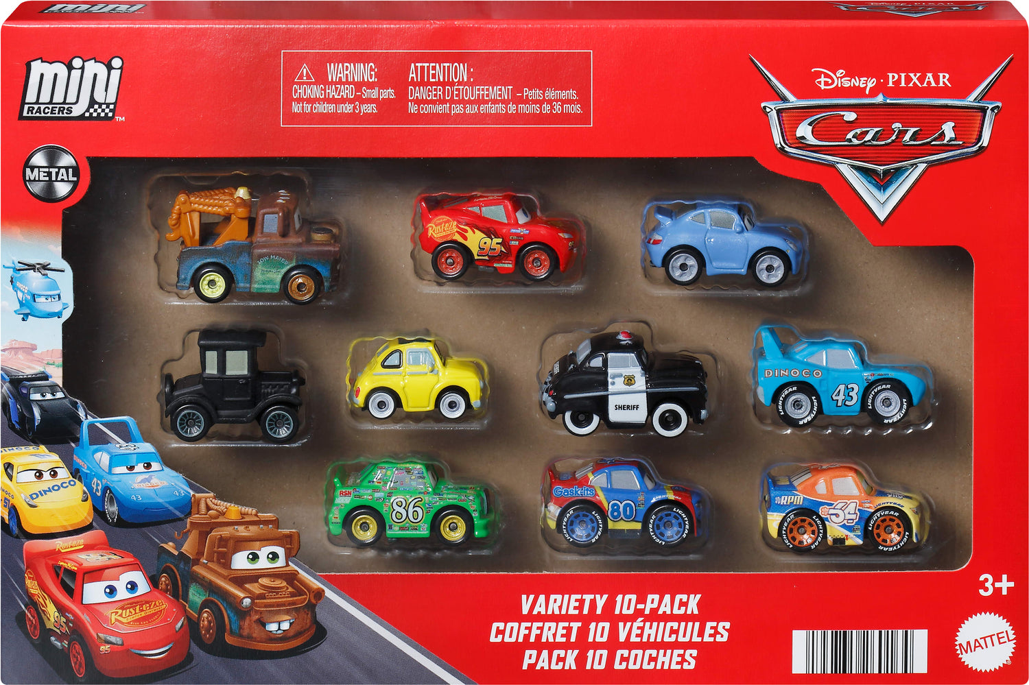 Disney Pixar Cars Disney and Pixar Cars Mini Racers 10-Pack, Set of 10 Toy Vehicles from the Movie (Styles May Vary)