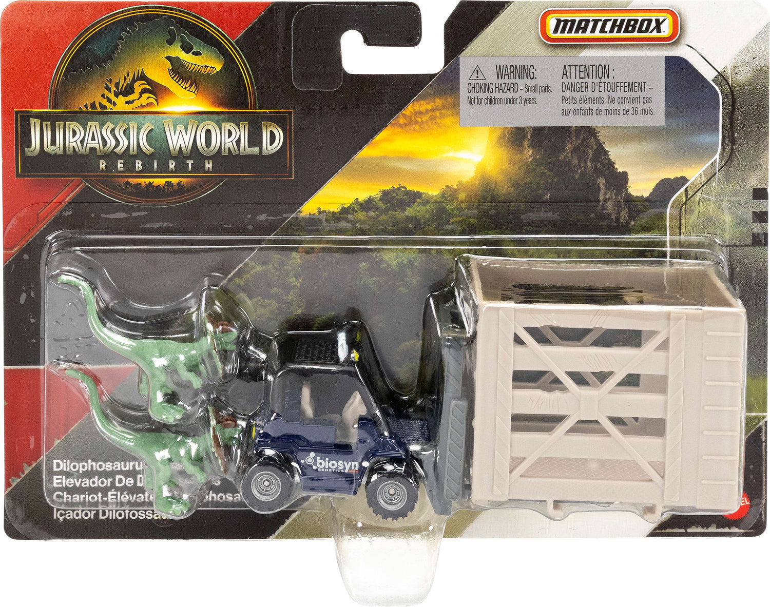 Matchbox Jurassic World Dino Transporter, Toy Car or Truck & 1-2 Mini Dinosaurs (Styles May Vary)
