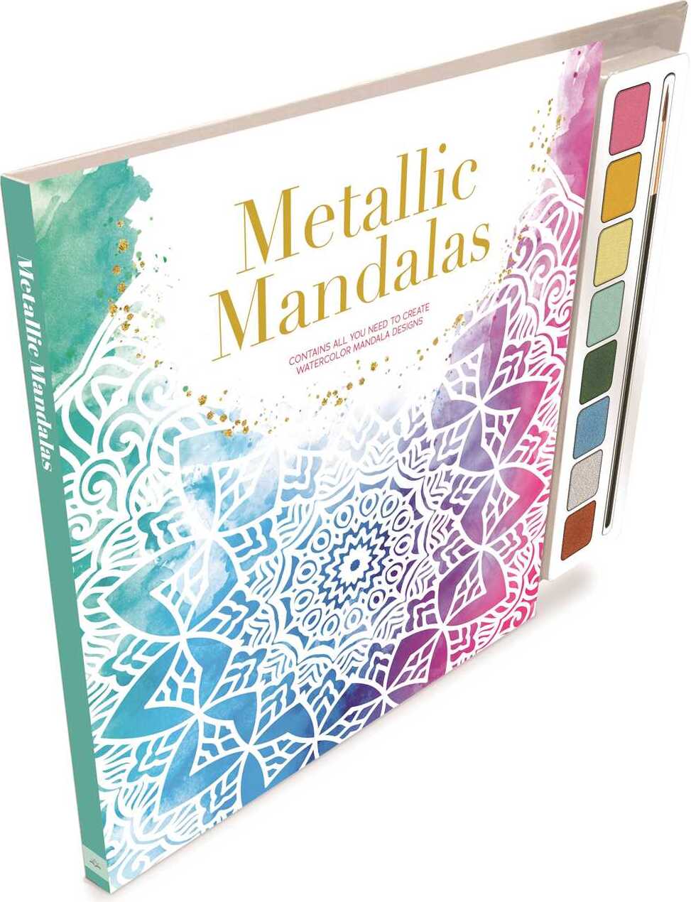 Metallic Mandalas: Watercolor Guidebook with 8 Paints and Brush Perfect for Beginners