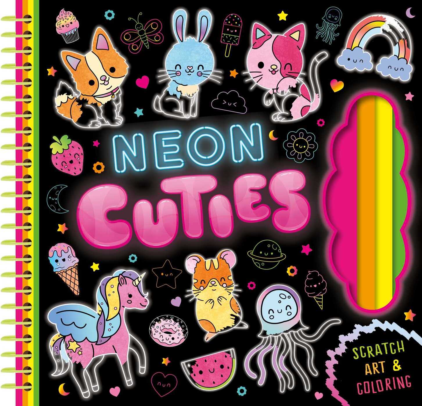 Neon Cuties: Scratch Art & Coloring
