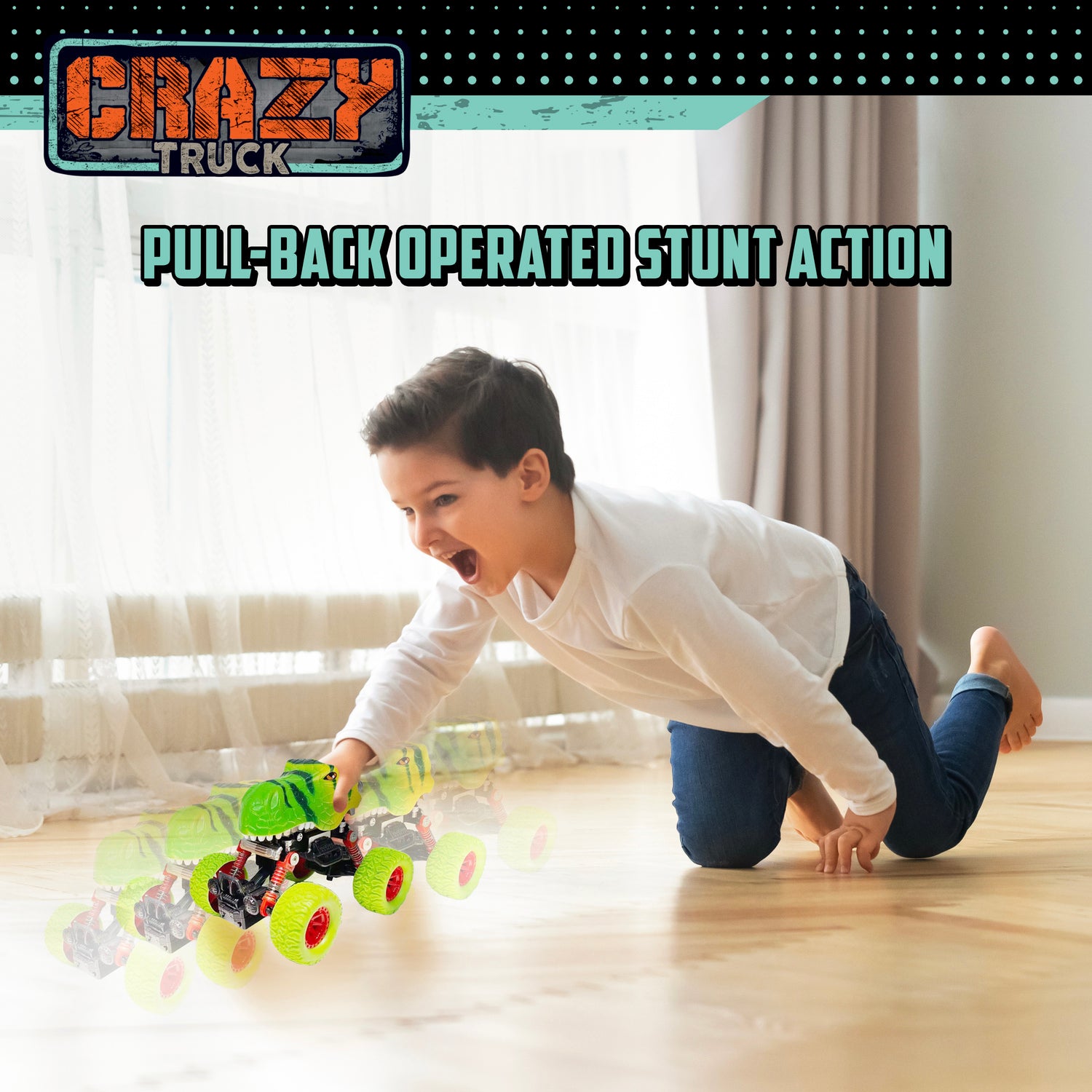 Crazy Truck - Pull Back Dinosaur Truck - Jurassic Green