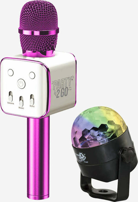 Party2-Go Karaoke Mic Disco Ball Combo Pink