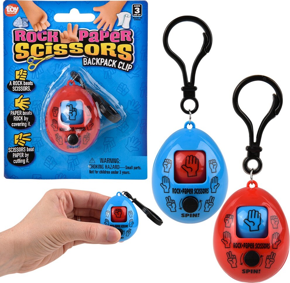 2" Rock, Paper, Scissors Backpack Clip (assorted)