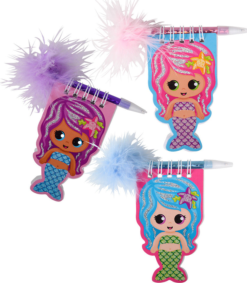 4" Mermaid Notebook With Feather Pen