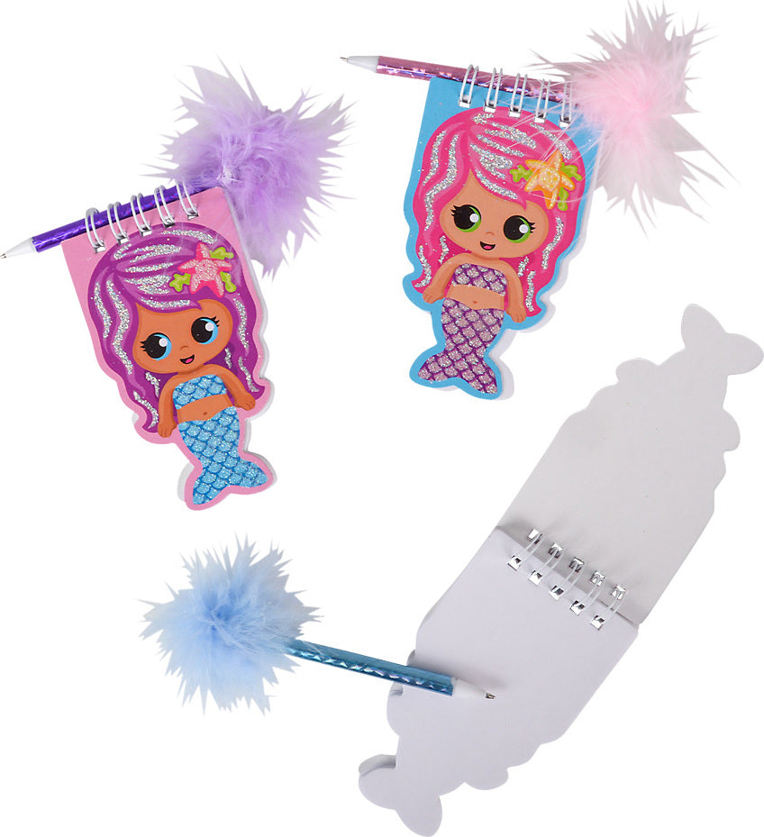 4" Mermaid Notebook With Feather Pen