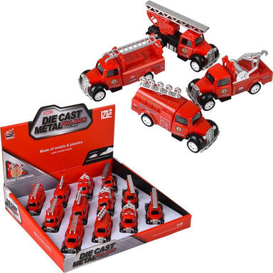3" Die Cast Pull Back Classic Fire Engine (assorted)