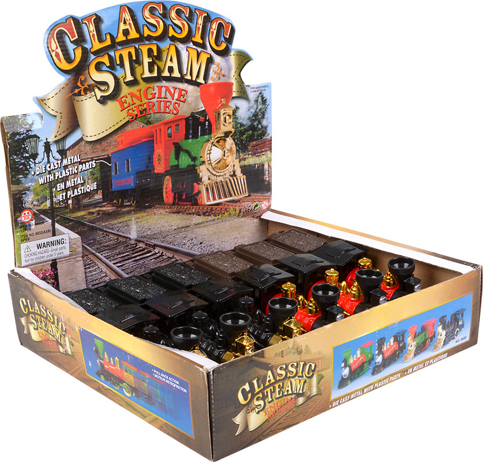 10" Steam Engine Locomotive Die-cast Pull Back 6pc/ Disp