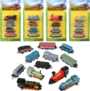 2" Diecast Pull Back Mini Locomotive Train Set